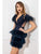 Cristallini - SKA926 Embellished Feathered Sheath Dress In Blue