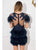 Cristallini - SKA926 Embellished Feathered Sheath Dress In Blue