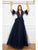 Cristallini - SKA928 Floral Embroidered Feathered Dress In Blue