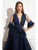 Cristallini - SKA928 Floral Embroidered Feathered Dress In Blue