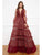 Cristallini - SKA939 Deep V-neck Tiered Ruffled Ballgown In Red