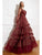 Cristallini - SKA939 Deep V-neck Tiered Ruffled Ballgown In Red