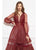 Cristallini - SKA939 Deep V-neck Tiered Ruffled Ballgown In Red