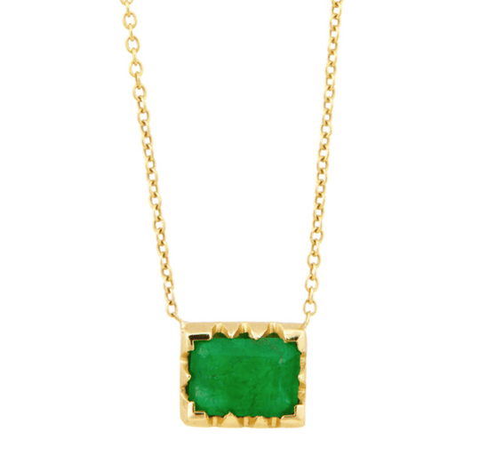 Logan Hollowell - Crown Bezel Emerald Cut Emerald Pendant