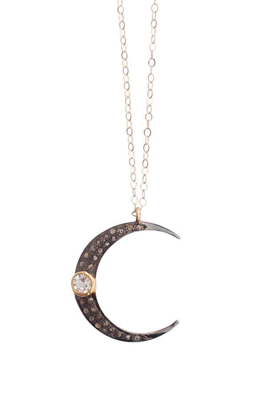 Crystal Crescent Moon Necklace:  other colors available
