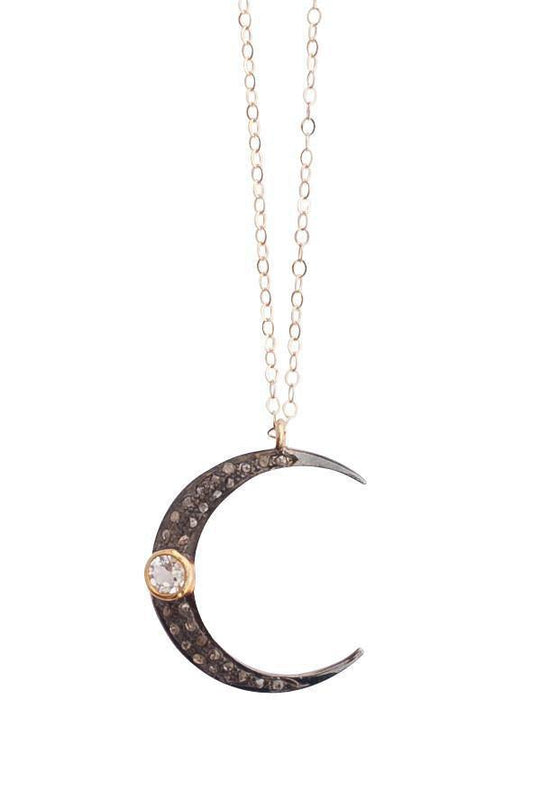 Heather Gardner - Crystal Crescent Moon Necklace:  other colors available