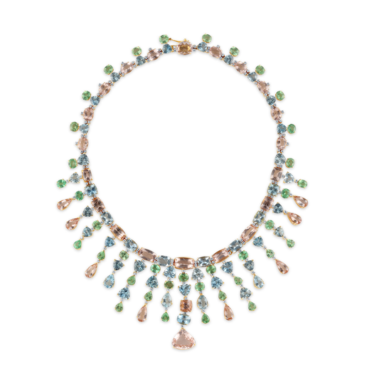 Tresor Collection - 18K Yellow Gold Necklace with Multicolor Sapphire and Diamonds