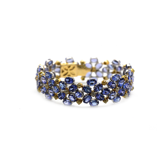 Tanzanite & Color Diamond Bracelet in 18kt Yellow Gold