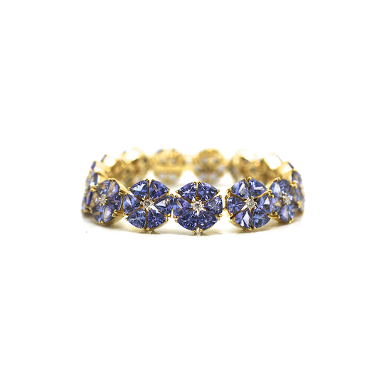 Tanzanite and Diamond Bracelet in 18kt Yellow Gold