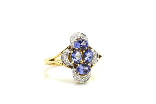 Tanzanite and Diamond Ring in 18K Yellow Gold