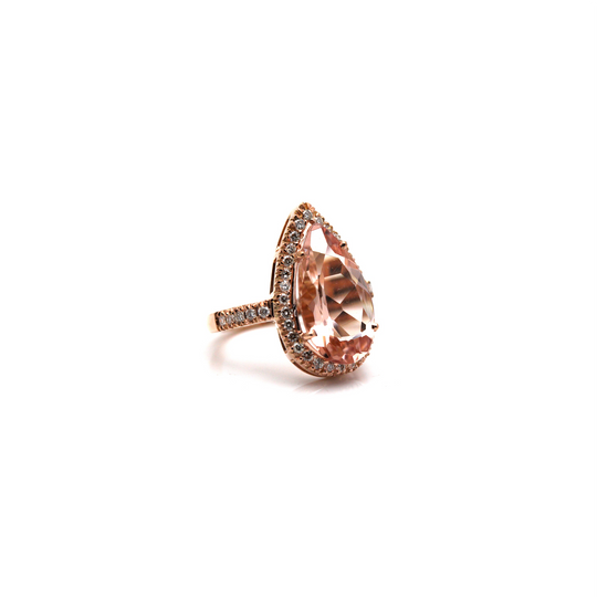 Morganite And Diamond Ring in 18kt Rose Gold