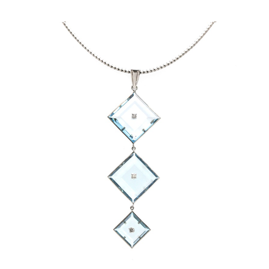 Tresor Collection - Sky Blue Topaz and Diamond Necklace in 18kt White Gold