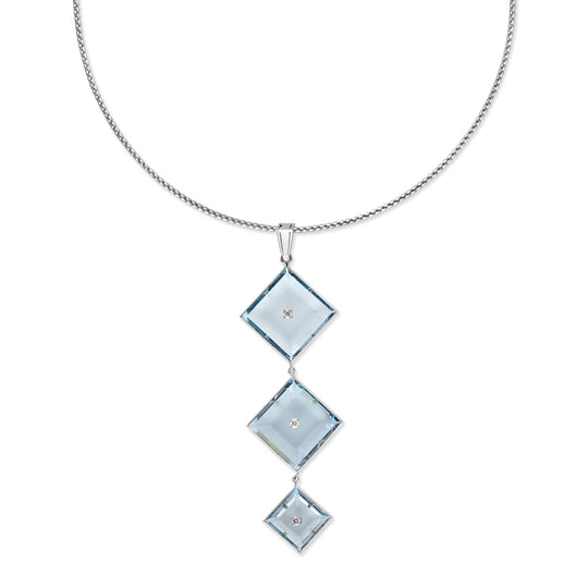 Sky Blue Topaz and Diamond Necklace in 18kt White Gold