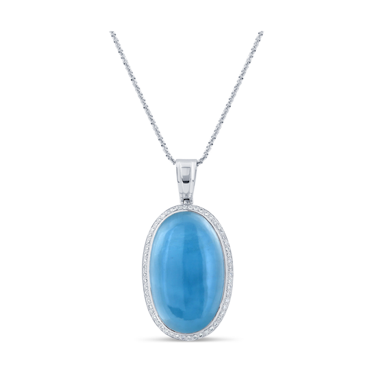 Tresor Collection - Aquamarine And Diamond Necklace in 18K White Gold