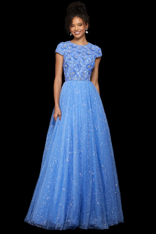 Sherri Hill - 53227 Beaded Jewel Ballgown Dress In Blue