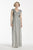 Cachet - 56905 Spliced Bodice Chiffon Silver Dress  in Silver