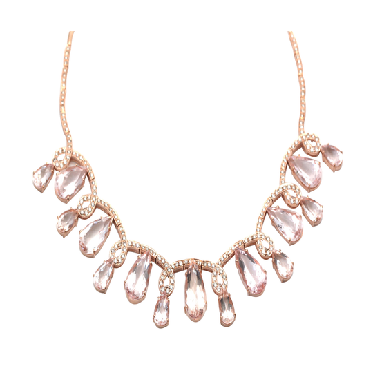 Moraganite And Diamond Necklace in 18kt Rose Gold