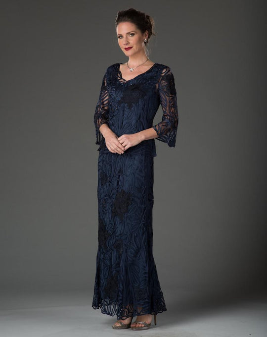 D1108 Rose 3/4 Sleeve Top With Skirt