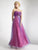 Janique - Long Strapless Ruched Rosette Accented Tulle Dress D116 in Purple