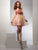 janique_D117 - Short Multi-Color Strapless Ruched Rosette Accented Tulle Dress in Pink