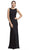 Long Black Sheath Formal Dress with Illusion Back