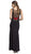 Long Black Sheath Formal Dress with Illusion Back