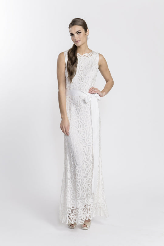 D1312 Crochet Sleeveless Long Dress Gown