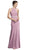 Cut-In Shoulder Long Evening Dress with Train