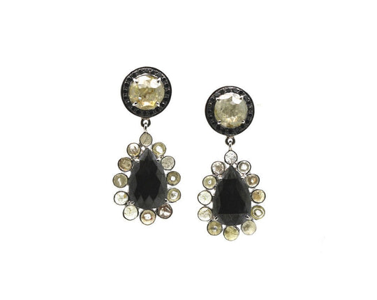 Black & Brown Diamonds Earring in 18K White Gold
