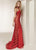Jasz Couture - 6300 Sheer Side Paneled Fitted Evening Dress In Red
