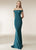Jasz Couture - 6250 Fitted Off Shoulder Evening Dress In Blue and Green