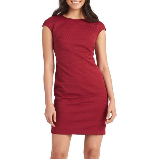 Donna Morgan  - D3875M Cap Sleeve Knit Sheath Dress in Red