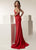 Jasz Couture - 6251 Banded Plunging Halter Fitted Dress In Red