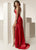 Jasz Couture - 6261 Ruched Fitted Slit Evening Dress In Red