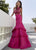 Jasz Couture - 6293 Two Piece Floral Ruffled Mermaid Gown In Pink