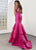 Jasz Couture - 6293 Two Piece Floral Ruffled Mermaid Gown In Pink