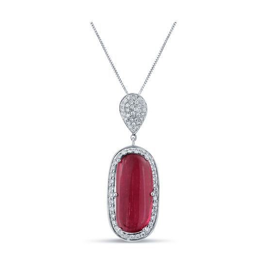 Tresor Collection - Pink Tourmaline and Diamond Pendant In 18K White Gold