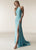 Jasz Couture - 6291 Fitted Halter Gown with Slit In Blue