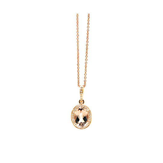 18K Rose Gold Morganite and Diamond Pendant