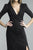 Basix - D5301L Puff Sleeve Plunging Surplice Sheath Gown in Black