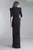 Basix - D5301L Puff Sleeve Plunging Surplice Sheath Gown in Black