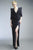 Basix - D5301L Puff Sleeve Plunging Surplice Sheath Gown in Blue