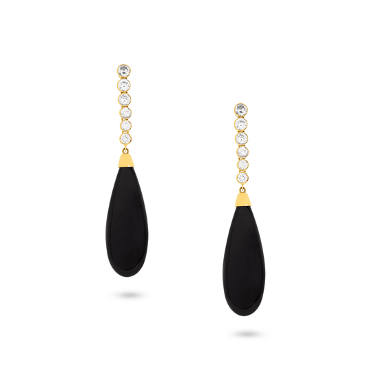 Tresor Collection - White Topaz & Black Spinnel Gold Earring in 18kt
