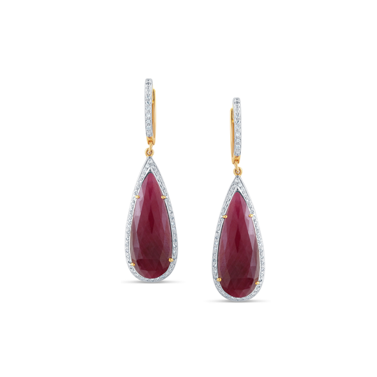 Ruby and Diamond Earrings In 18K Yellow Gold