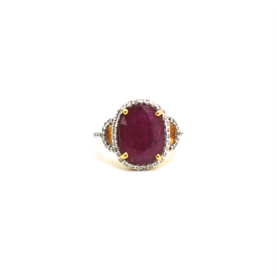 18K Yellow Gold Ruby and Diamond Ring