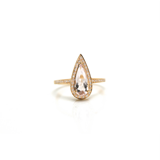 18K Rose Gold Morganite and Diamond Ring