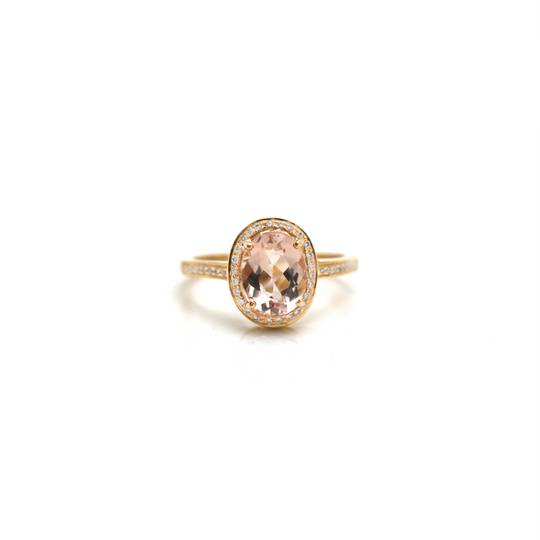 18K Rose Gold Morganite and Diamond Ring