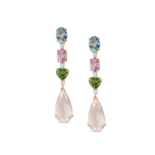 Tresor Collection - Multicolor Gemstone Earring In 18K Yellow Gold