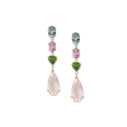 Multicolor Gemstone Earring In 18K Yellow Gold