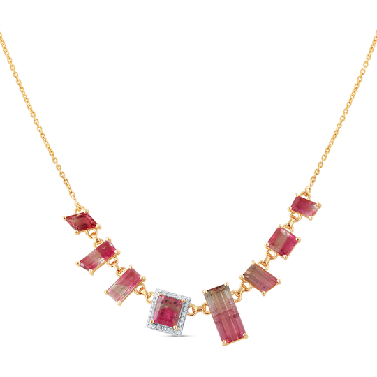 Tresor Collection - Biocolor Tourmaline Necklace With Diamond In 18K Yellow Gold